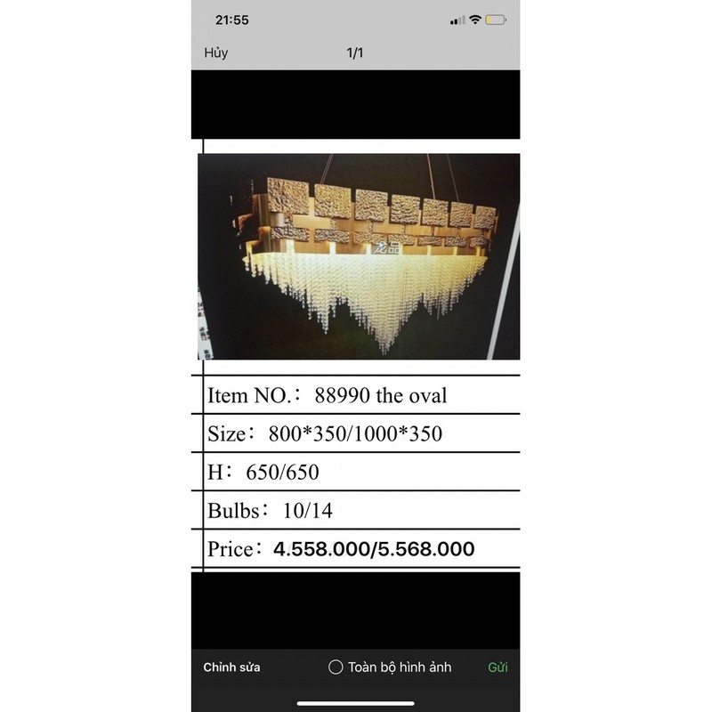 Mẫu đèn hình oval giành cho bàn ăn