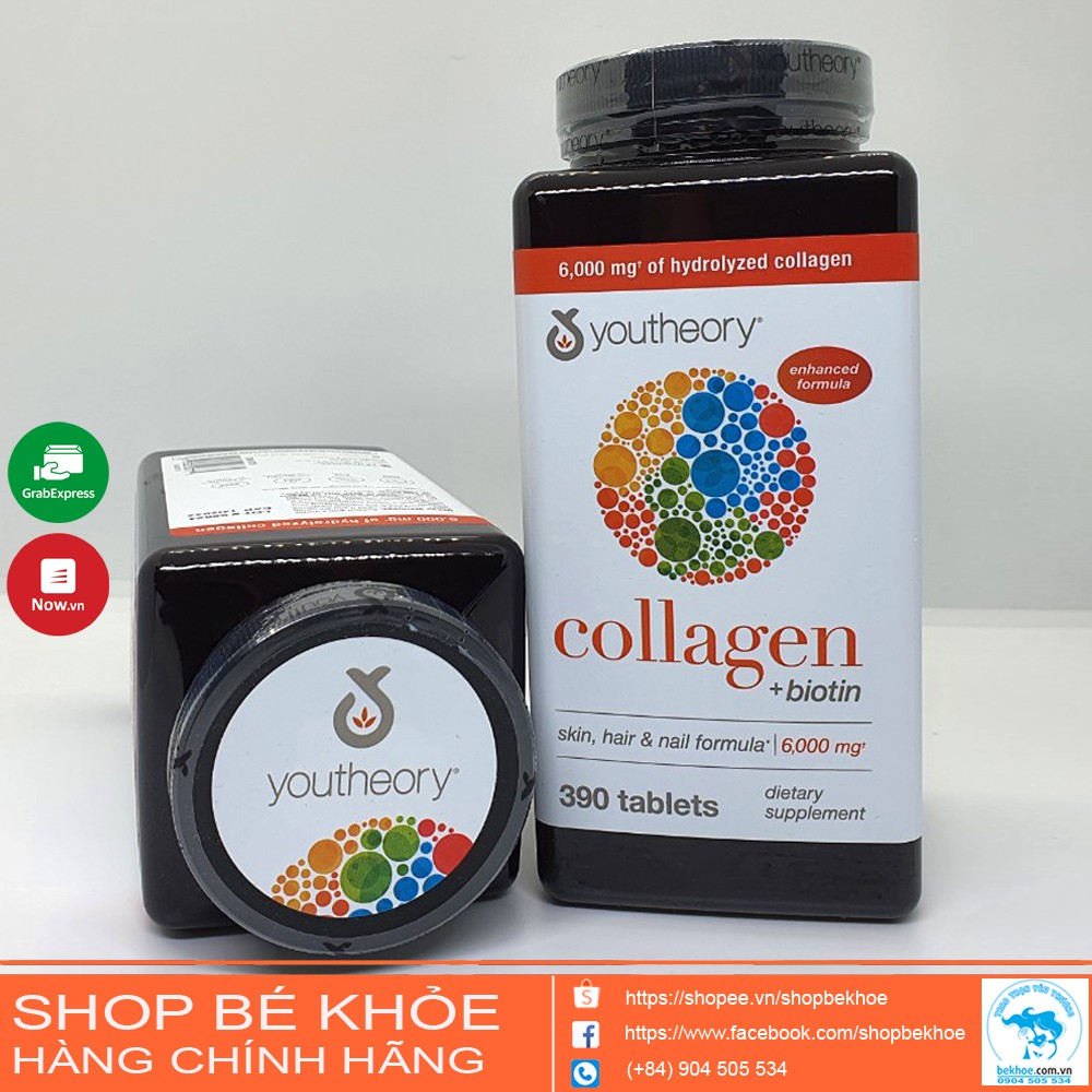 Viên uống Collagen Youtheory 390v - Collagen Biotin Hair nail Skin Formula 6000mg