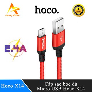 Dây Cáp Sạc Hoco X14 MicroUSB Dài 1-2M  Thiết Kế Chống Rối Chống Giật, Hỗ Trợ Sạc Nhanh