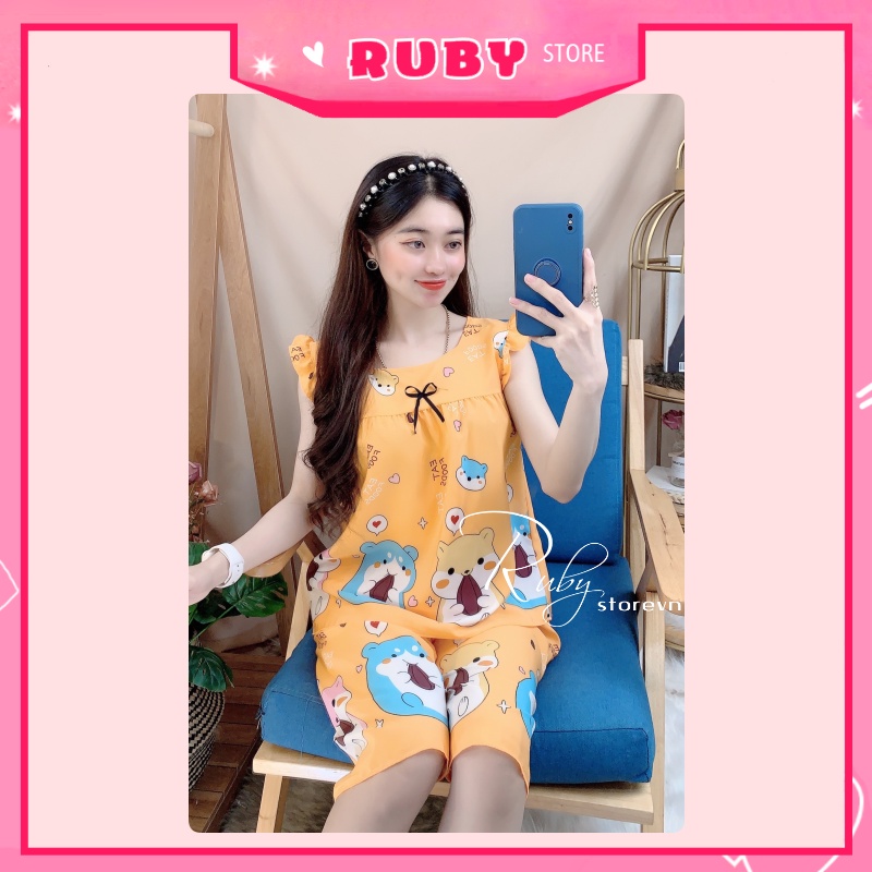 Đồ bộ nữ mặc nhà Họat Hình chất kate mềm mịn mát, họa tiết dễ thương Free Size Dưới 47KG ❤ Rubystorevn