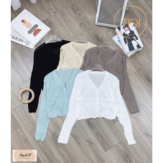 Áo Khoác Len Cardigan Dáng Croptop Mỏng 3 Cúc Dáng Hàn Quốc Áo Khoác Cardigan Len Mỏng Cho Nữ Phong Cách Ulzzang