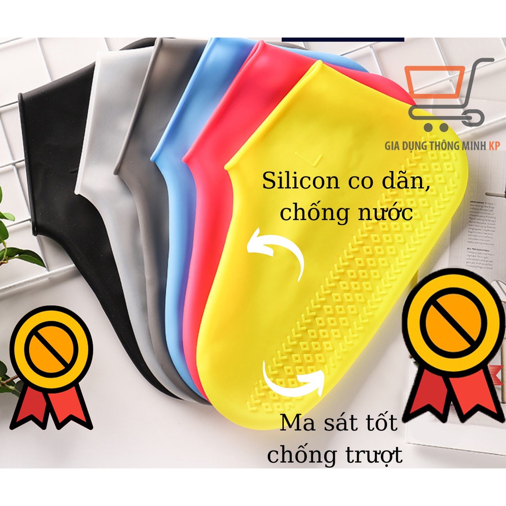 Bọc giày đi mưa silicon cao cấp, chống trơn trượt, tái sử dụng nhiều lần