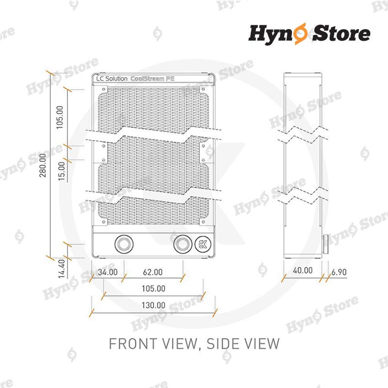 Két nước làm mát chất lượng cao Radiator EK CoolStream PE 240 Tản nhiệt nước custom – Hyno Store