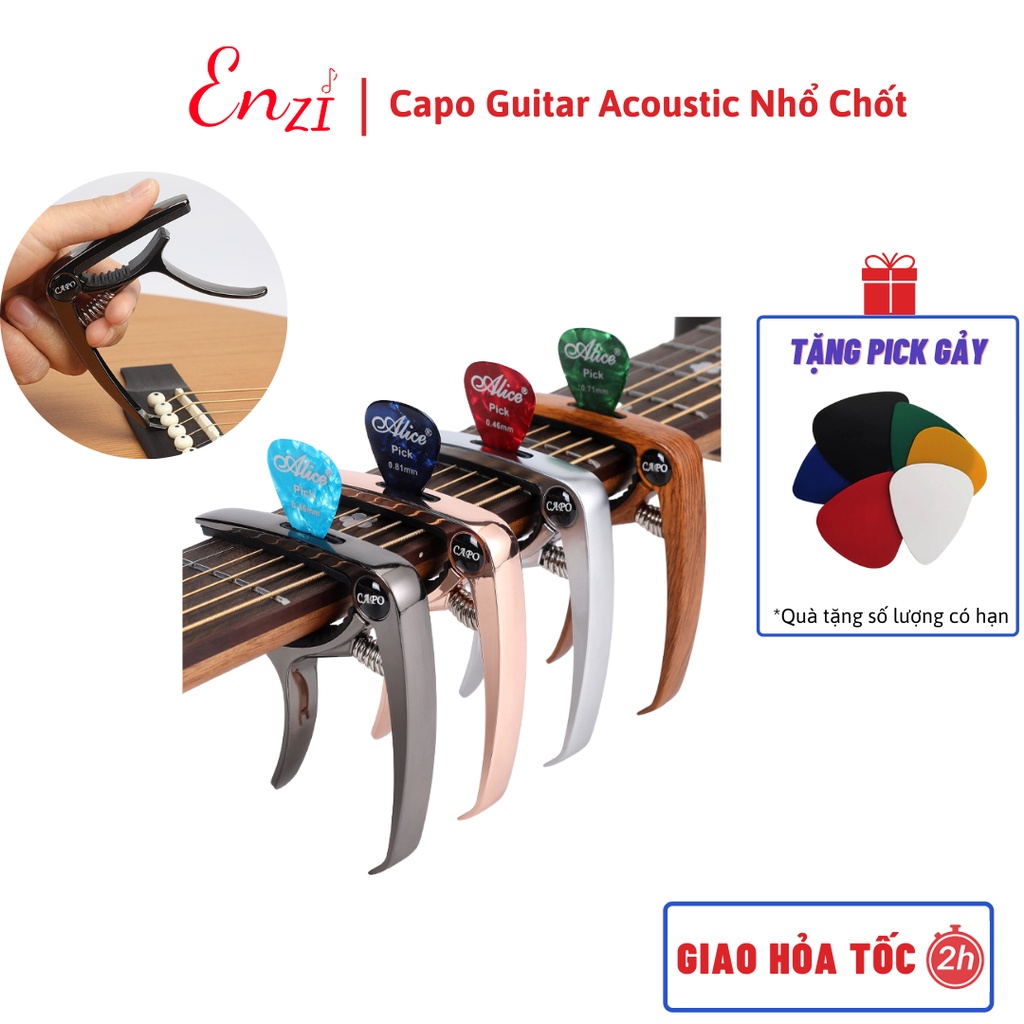 Capo guitar acoustic cao cấp 2 chức năng kèm cậy nhổ chốt đàn chất lượng dành cho đàn ghi ta sử dụng dây sắt ENZI