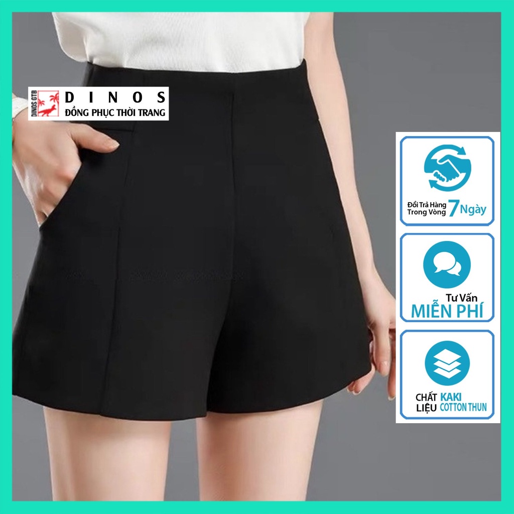 [GIẢM 39%] Quần short ống rộng lưng cao màu đen khóa kéo bên sườn