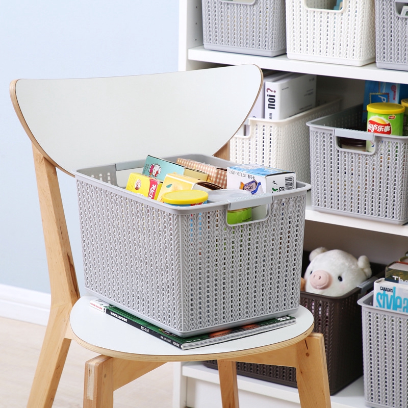 Rattan storage large plastic basket empty storage basket bedroom finishing children's basket toys storage supplies
