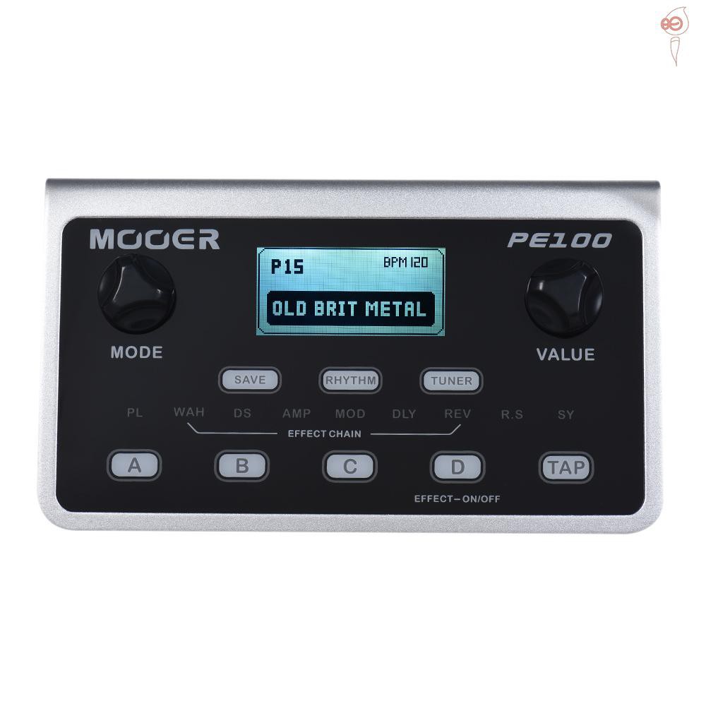 X&S MOOER PE100 Portable Multi-effects Processor Guitar Effect Pedal 39 Effects 40 Drum Patterns 10 Metronomes Tap Tempo