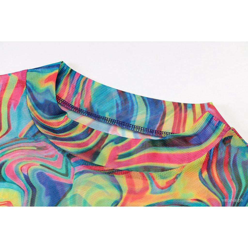 Đầm Lưới Tay Dài Dáng Ôm Phối Vòng Nhẫn Xuyên Thấu Nhiều Màu Quyến Rũ Cho Nữ D2zW