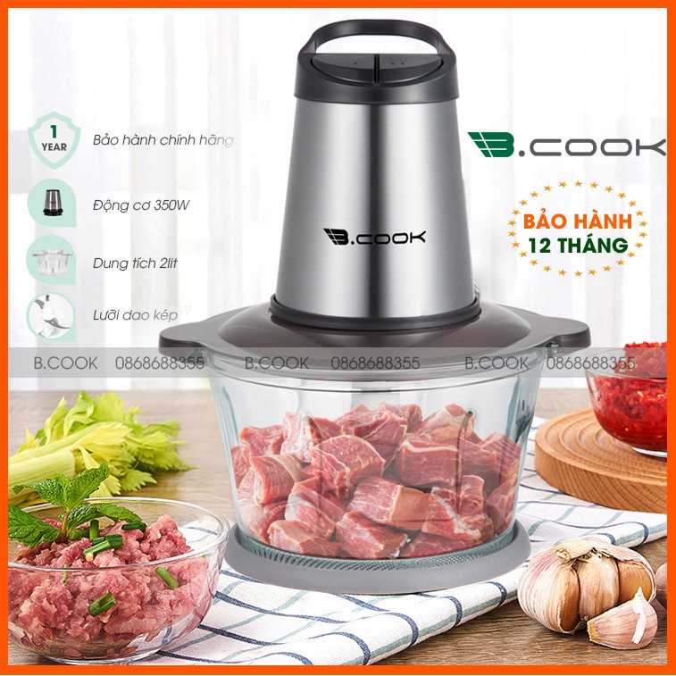 [Mã ELHADEV giảm 4% đơn 300K] Máy xay thịt, máy xay B.COOK (2L) - Hàng chính hãng BH 12 tháng