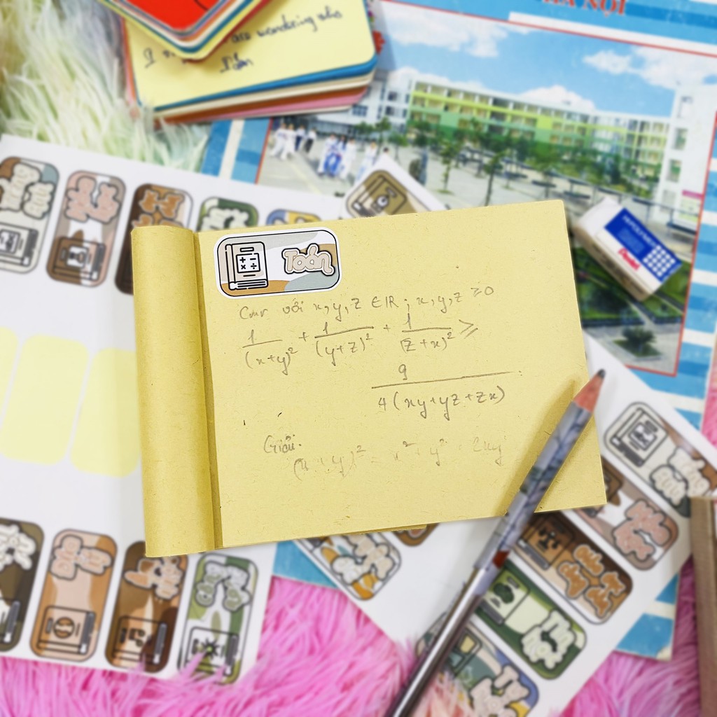Bộ 15 sticker tem nhãn môn học màu pastel dán tiêu đề môn học, đánh dấu tập, vở, sách