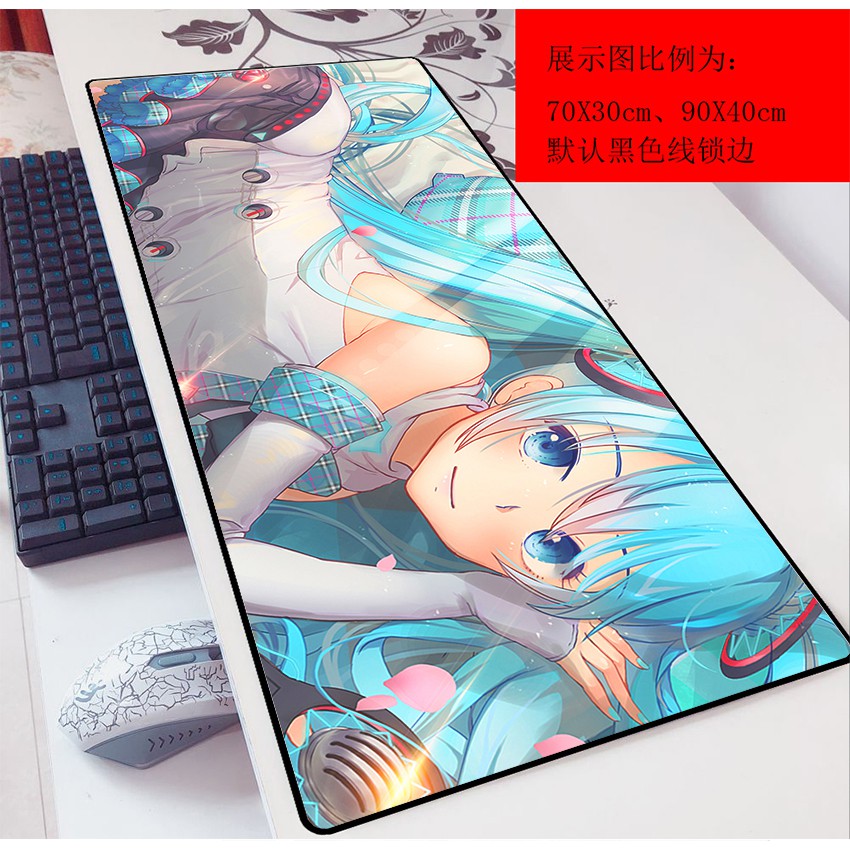 Tấm lót chuột in hình Hatsune Miku 80x30 dễ thương