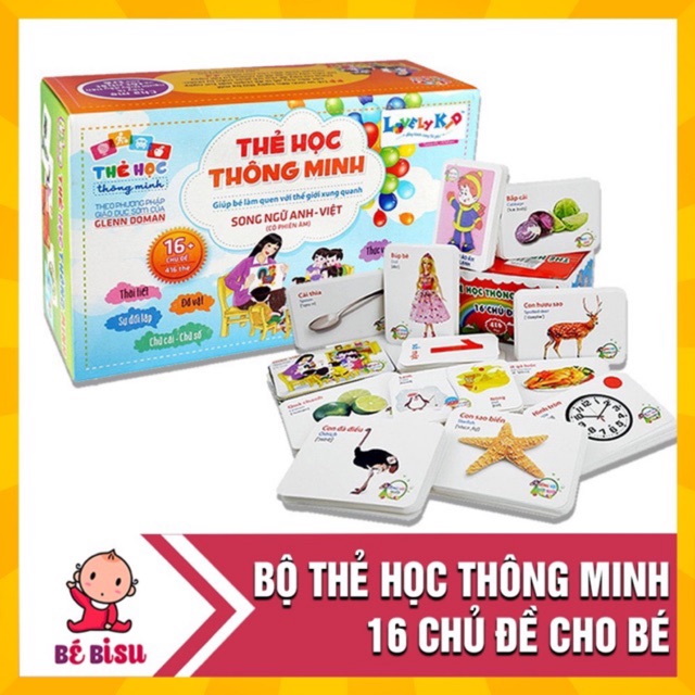 Bộ thẻ học song ngữ 416 thẻ 16 chủ đề phiên âm anh việt