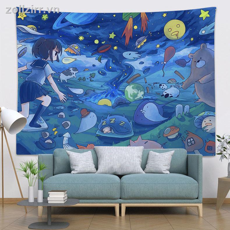 Thảm treo tường họa tiết anime trang trí phòng ngủ phòng khách ký túc xá
