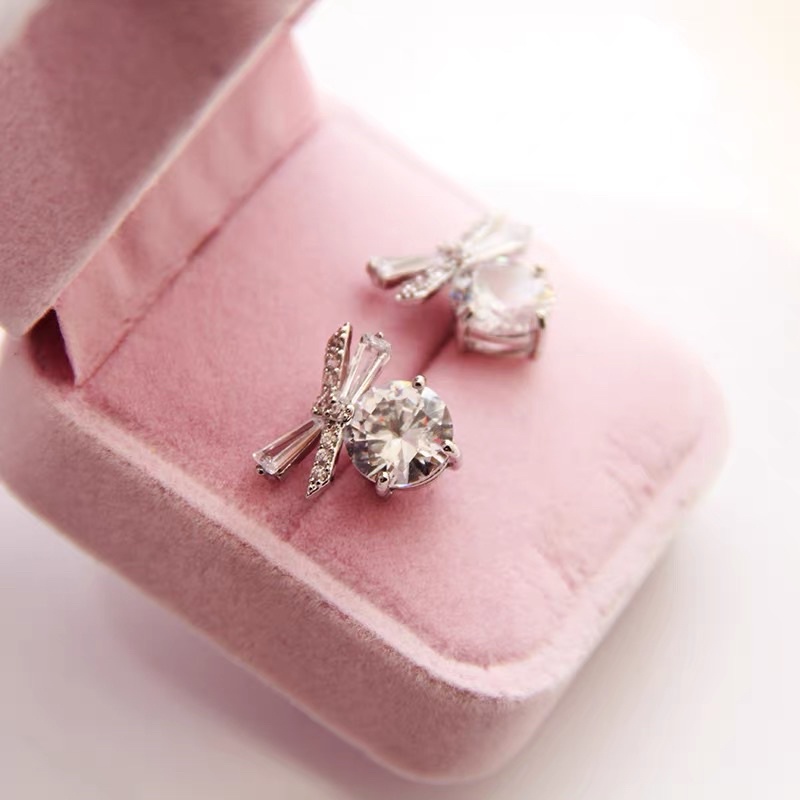 Bông tai bạc ý DaLiA Jewelry hình đá pha lê trắng