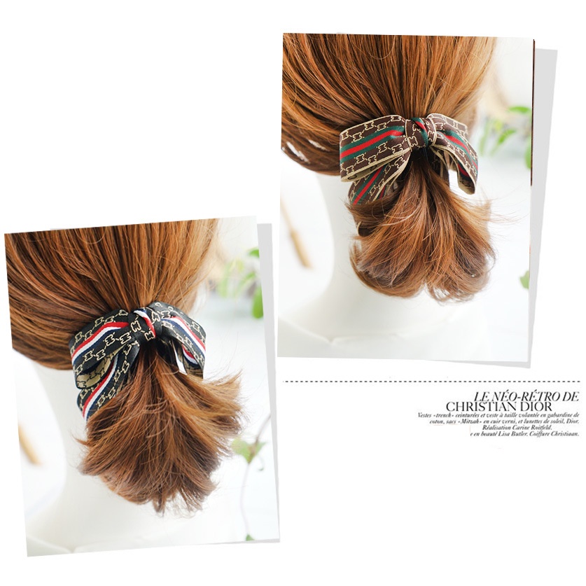 Kẹp tóc gấp nơ 3 tầng họa tiết cổ điển thời trang sang trọng K36