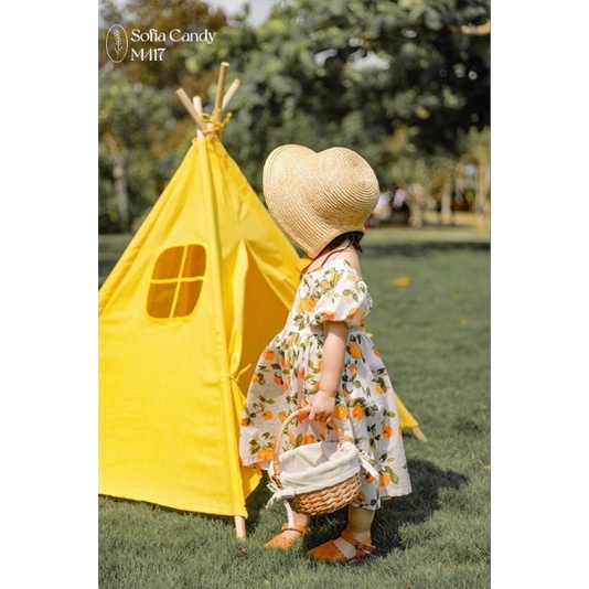 Váy công chúa Sofia Candy cho bé gái vàng chanh, siêu xinh, chất liệu cotton mịn