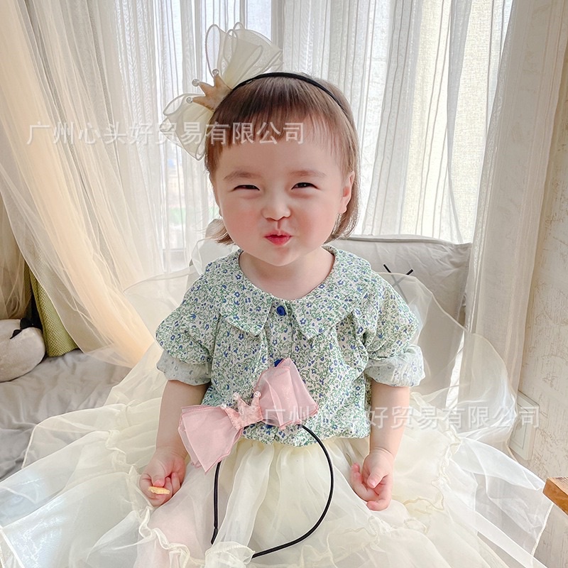 Băng đô/Kẹp tóc voan nơ tiểu thư đáng yêu phong cách Hàn Quốc cho bé