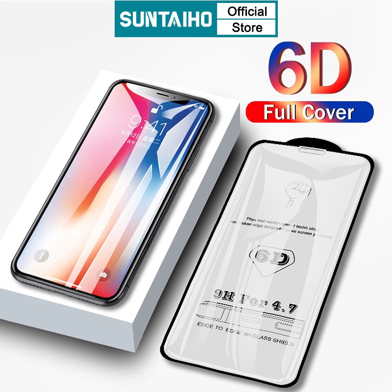 ☼₪❇Miếng Dán Màn Hình SUNTAIHO Kính Cường Lực 6D Viền Cong Cho iPhone 7 Plus XR 6 8 XS MAX