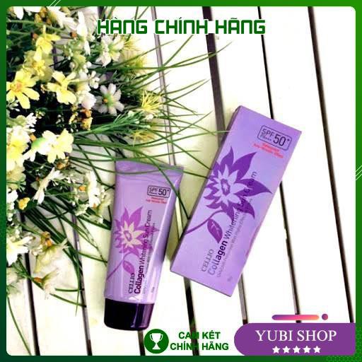 Kem Chống Nắng Cellio Tím - Kem Chống Nắng Cellio Collagen Whitening Sun Cream 70g Chính Hãng Hàn Quốc - Hh