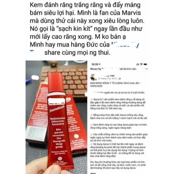 Kem đánh răng Ajona Đức