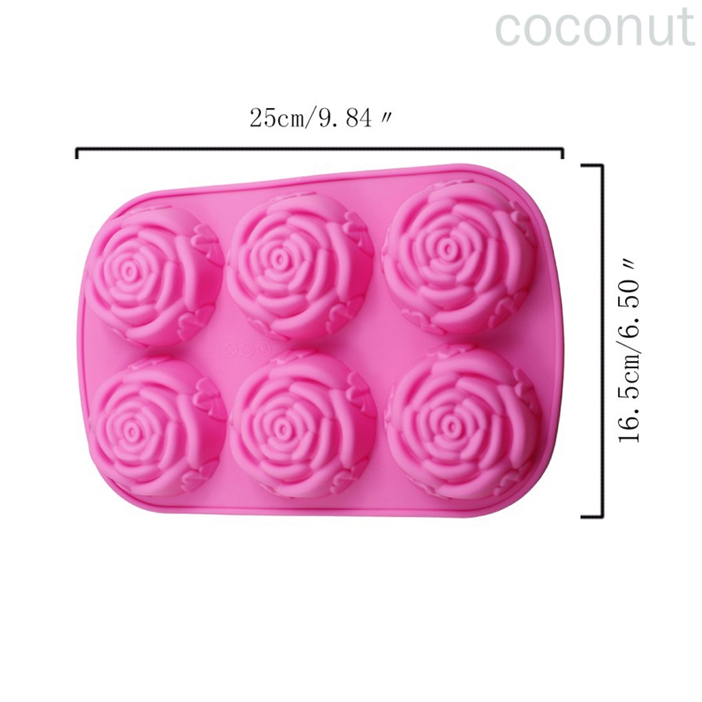 Khuôn Silicone Làm Bánh 6 Ngăn Chống Dính Hình Bông Hoa