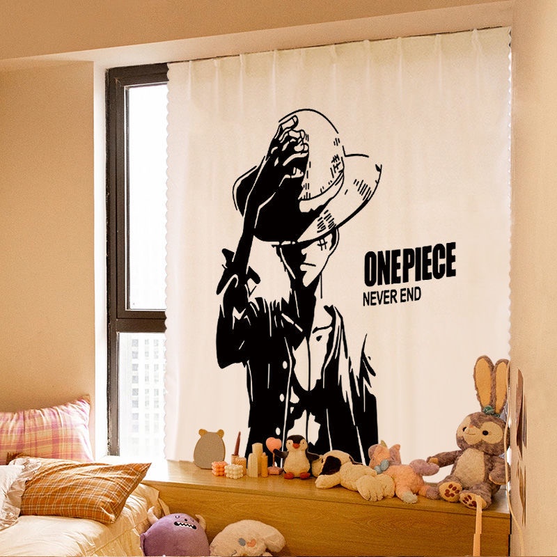 Rèm Vải Dán Tường Không Đục Lỗ Khóa Dán Họa Tiết One piece Đơn Giản 7.6