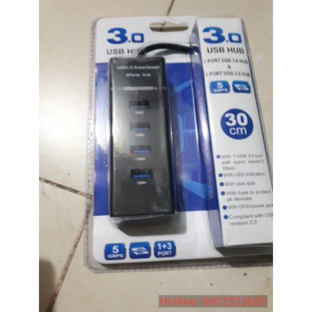 Bộ chia USB HUB chuẩn 3.0 chia 1 ra 4 cổng usb (hàng loại tốt chuẩn 3.0)