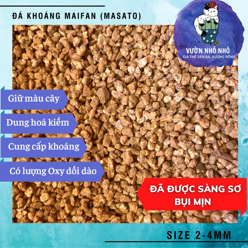 1kg Đá khoáng Masato , Maifan 2-4mm đã sàng sơ trộn giá thể rải mặt, hỗ trợ lên màu sen đá, xương rồng - Vườn Nhỏ Nhỏ