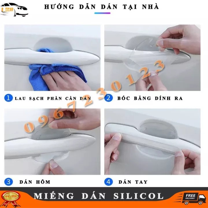 Bộ 10 miếng dán silicol các hãng xe dán hõm và tay nắm cửa xe ô tô chống trầy xước va đập cửa xe tiện ích