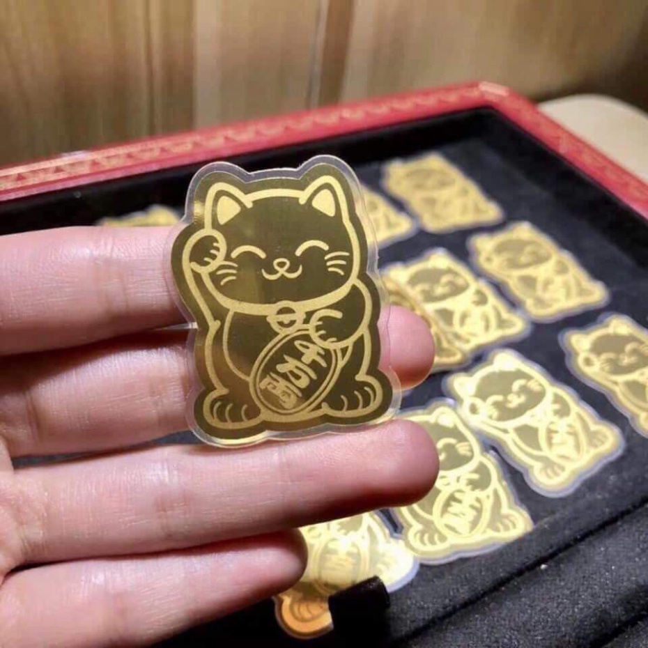 Mèo Thần Tài gắn ốp lưng Mạ Vàng Mang Tới Tài Lộc Chiêu May Mắn Phong Thủy Cho Người Sử Dụng