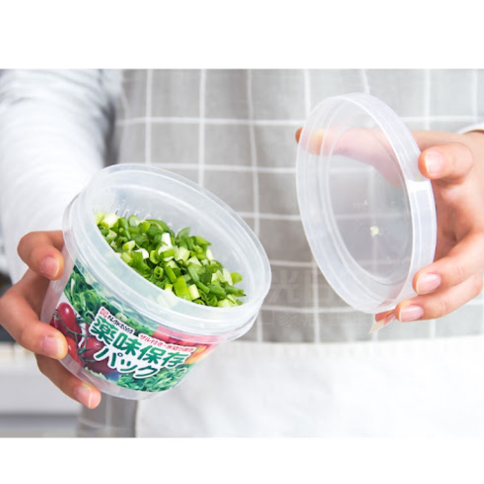 Hộp đựng thức ăn thực phẩm 2 lớp dáng tròn 500ml dùng được lò vi sóng Nakaya Nhật Bản