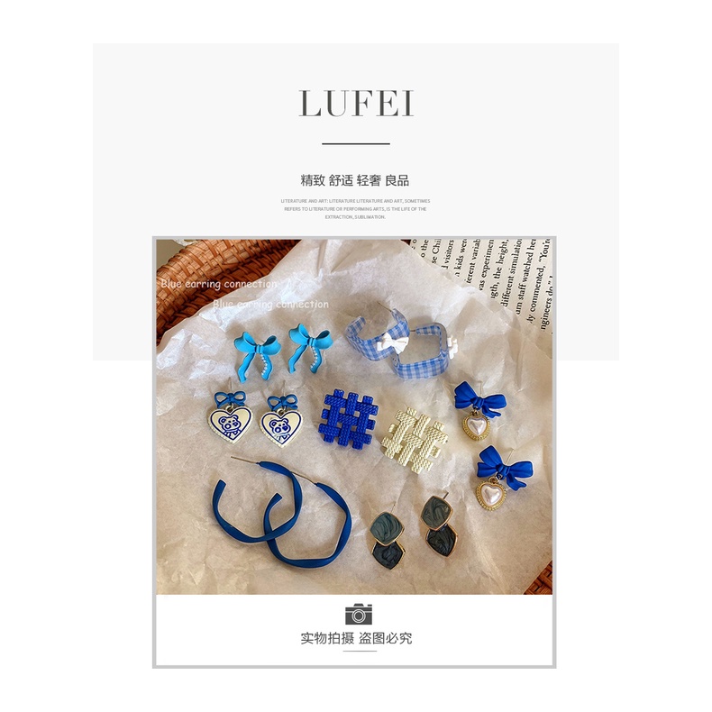 Khuyên Tai Hình Nơ Đính Đá Xanh Mới