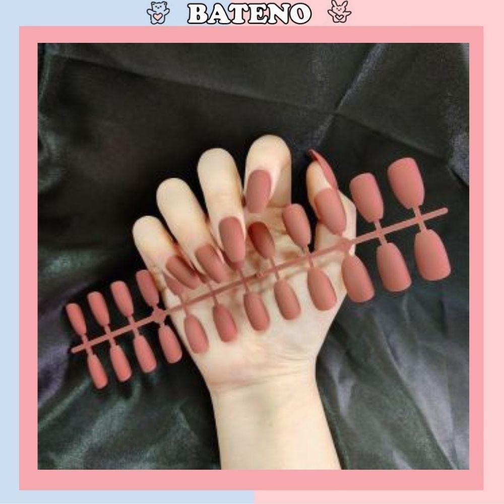 Bộ 24 móng tay giả Bateno lì màu chống thấm nước nhiều màu thời trang MG13