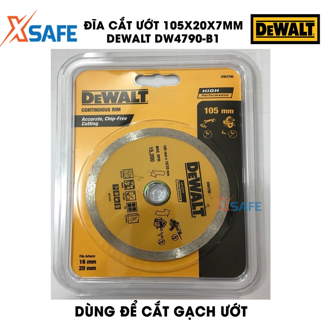 Đĩa cắt ướt DEWALT DW4790-B1 105x20x7mm công nghệ Mỹ Lưỡi cắt DeWalt đường kính lưỡi cắt 105mm dùng cắt gạch ướt