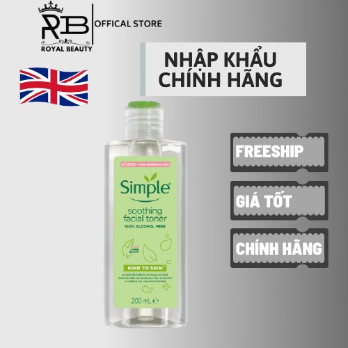 Nước Hoa Hồng Simple Cần Bằng, Dưỡng Ẩm Cho Da Soothing Facial Toner 200ml
