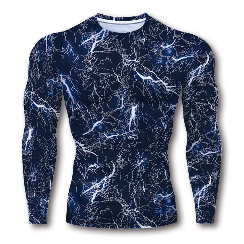 Áo thun HUQISHA tay dài thoáng khí khô nhanh họa tiết rằn ri thời trang mùa hè cho nam