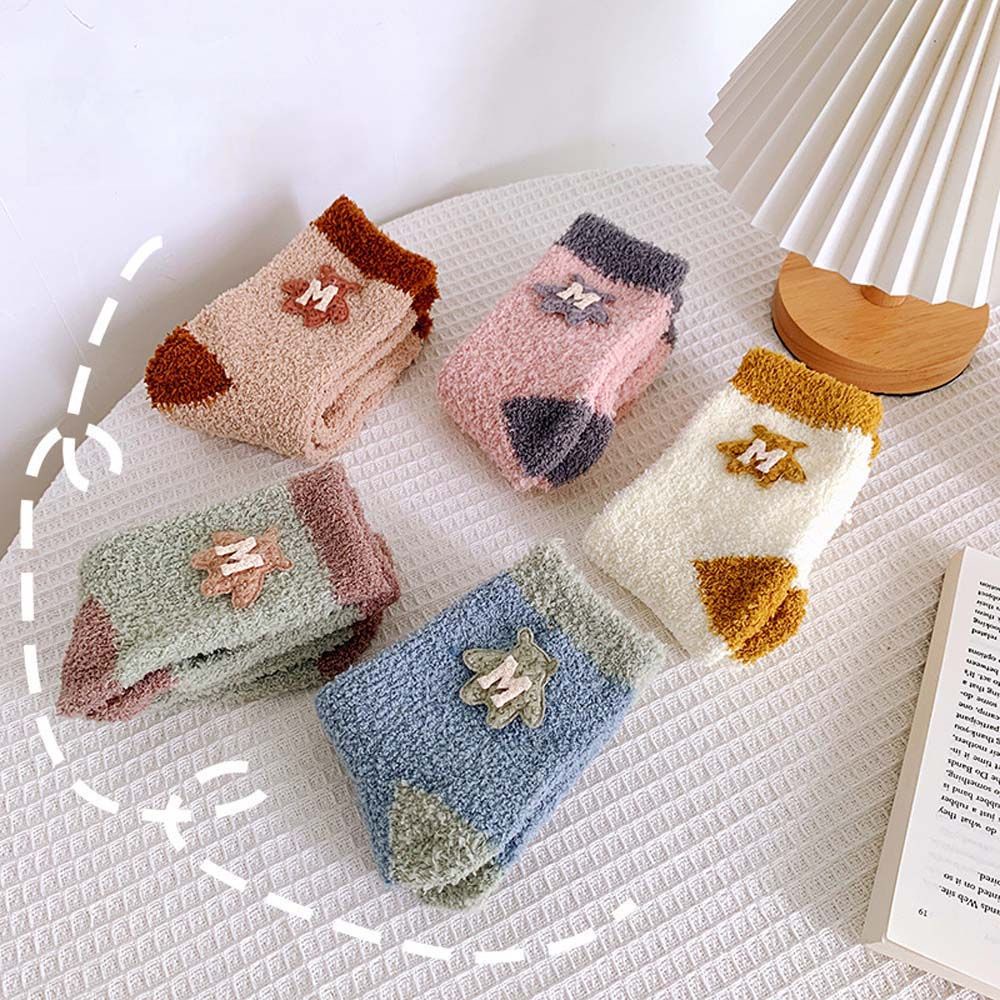 Đôi vớ lông cừu san hô dày dặn ấm áp thoáng khí dễ thương cho nữ