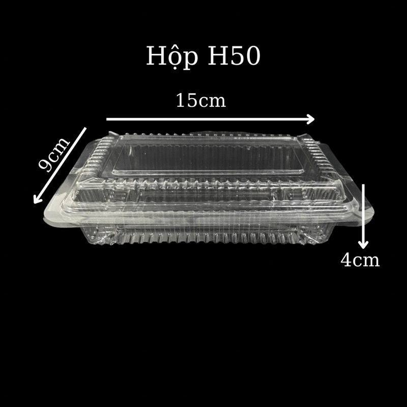 100 Hộp nhựa C55/ H50 đựng bánh bông lan, bánh su kem, xiên que, dâu tây