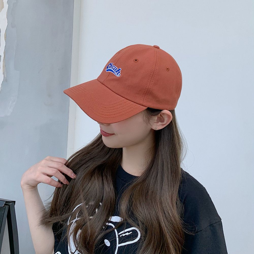 Mũ lưỡi trai vành cong mềm thêu họa tiết chữ phong cách Hàn Quốc cho nam nữ