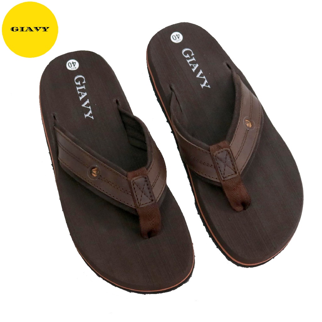 Dép xốp nam quai kẹp, quai da phối vải, chất xốp mềm, êm chân DXQ28- GIÀY GIAVY