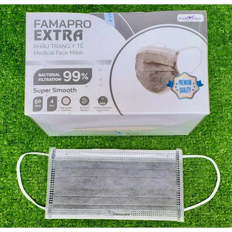 ✅ Hộp 50 cái khẩu trang y tế Famapro Extra kháng khuẩn chính hãng Nam Anh Màu Xám