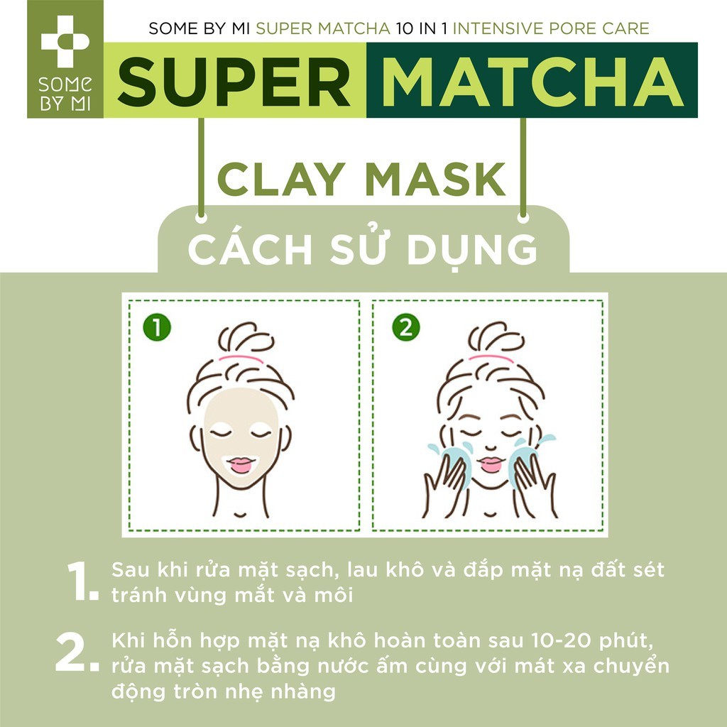 Mặt Nạ Đất Sét Se Khít Lỗ Chân Lông, Điều Tiết Bã Nhờn Some By Mi Super Matcha Pore Clean Clay Mask 100g