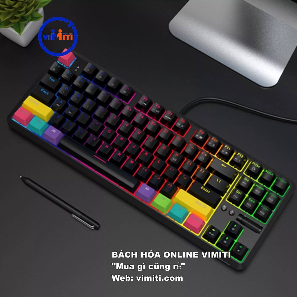 Bàn phím cơ không dây điều khiển 3 thiết bị, 87 phím, nghe thật êm tại Ajazz K870T Full Led.