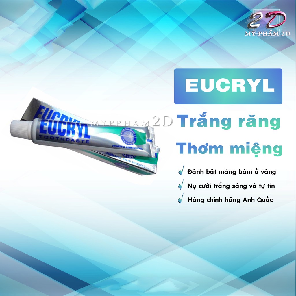 [Hàng loại 1] Kem đánh trắng răng Eucryl Freshmint Toothpaste Anh Quốc 62g thơm mát, trị hôi miệng