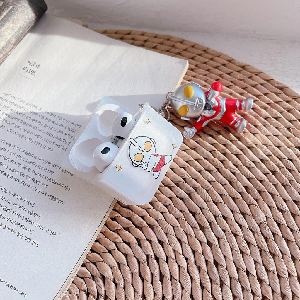 Vỏ Bảo Vệ Hộp Sạc Tai Nghe Bluetooth AirPods 1 2 pro 3 2021 gen3 Bằng Silicon Tpu Mềm Chống Sốc Hình Ultraman