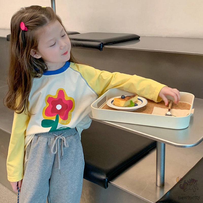 Áo Thun Dài Tay In Hoa Cho Bé Gái