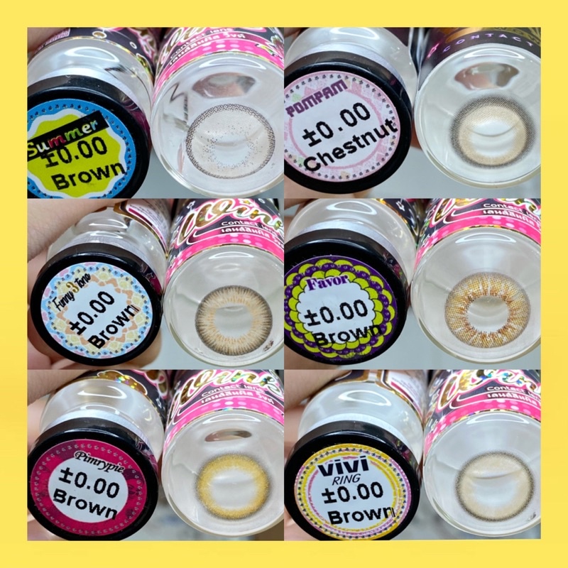 50 mẫu lens Nâu_Brown size giãn ít 14,2mm-14,3mm không độ (FREE SHIP)