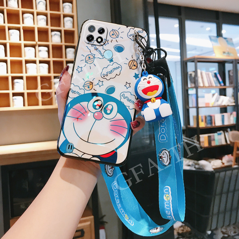 Ốp Điện Thoại tpu Mềm Có Dây Đeo Và Búp Bê doraemon Cho realme c21y c21 c25s c25 c11 2021 realmi realmec21y