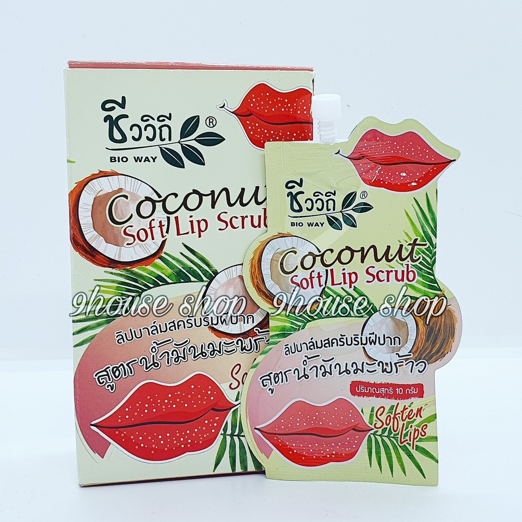 01 Gói Tẩy Tế Bào Làm Mềm Môi Bio Way Coconut Soft Lip Scrub Thái Lan 10gram
