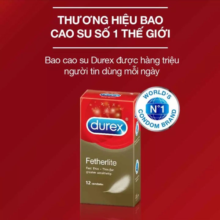 Bao cao su durex fetherlite siêu mỏng hộp 12 cái - giá sỉ tốt nhất